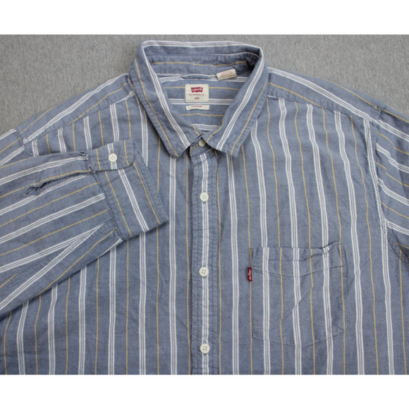 Levis Shirt Mens XXL Striped 100% Cotton Standard Long Sleeve Button Up Red Tab - Picture 1 of 7